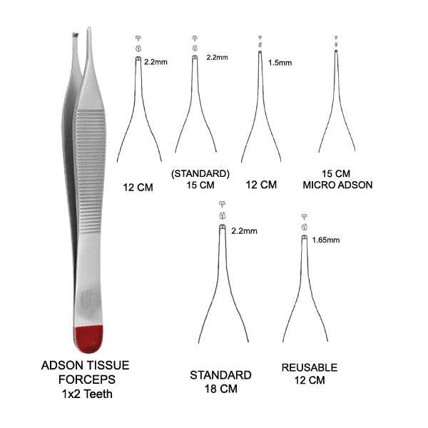 005 Adson Tissue Forceps 1x2 Teeth - Best 12cm Skin Tool - Image 1